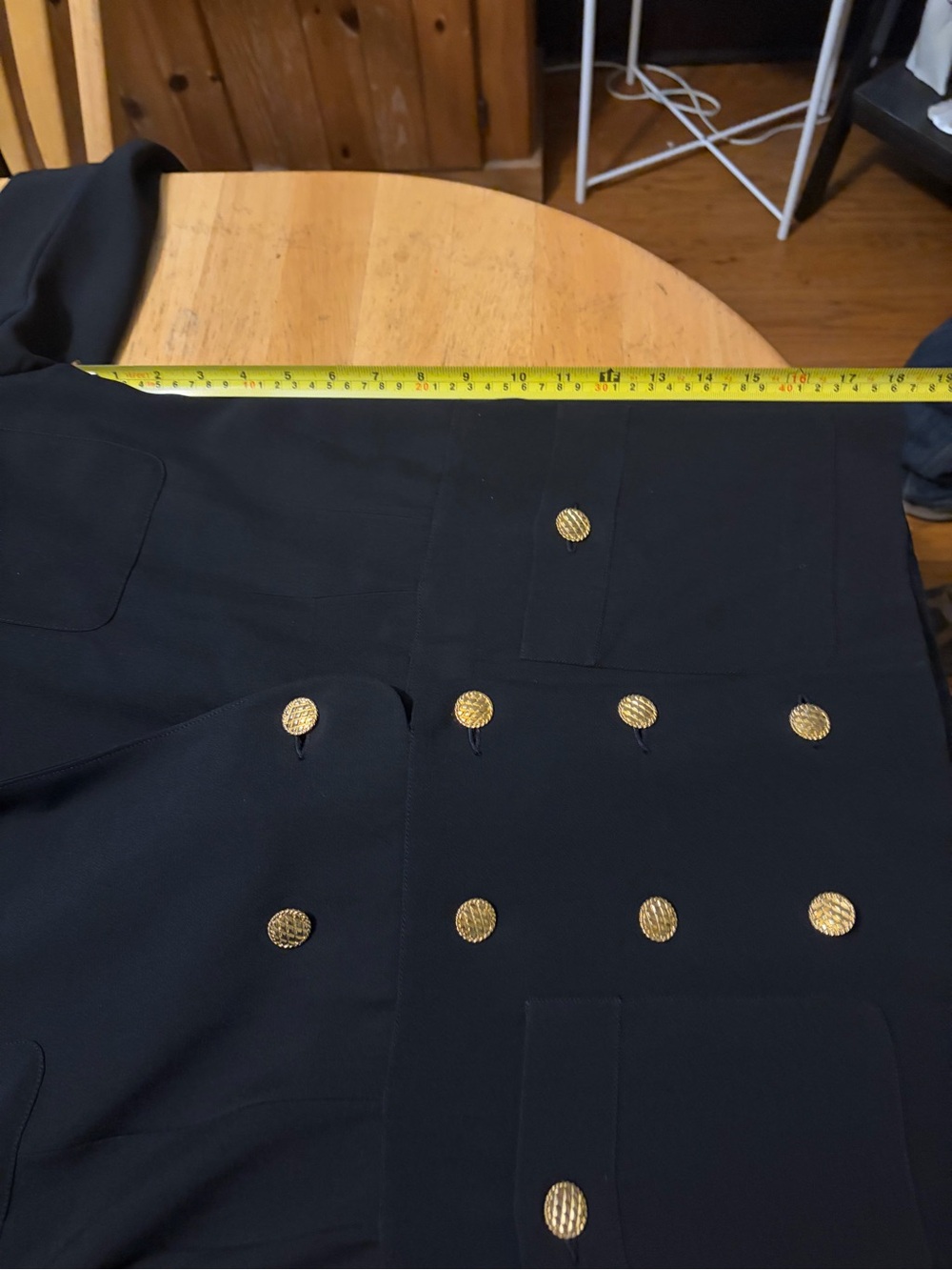 CHANEL Black Double-Breasted Wool Blazer & Skirt Set with Gold Buttons - Picture 14 of 17